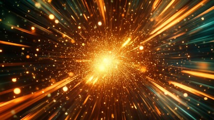 Fototapeta premium Laser beam shines at the center of an abstract background design. High resolution