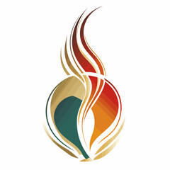 Abstract Flame Design: Gradient Color, Golden Accents, Elegant and Modern