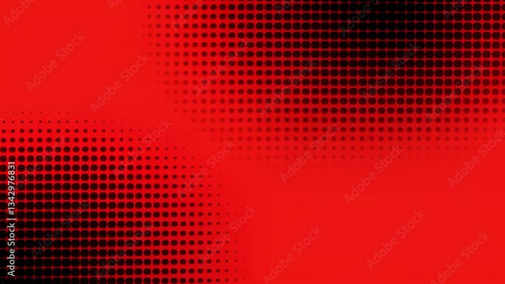 Aufkleber red background with black halftone pattern fading in corners creating a dynamic visual effect