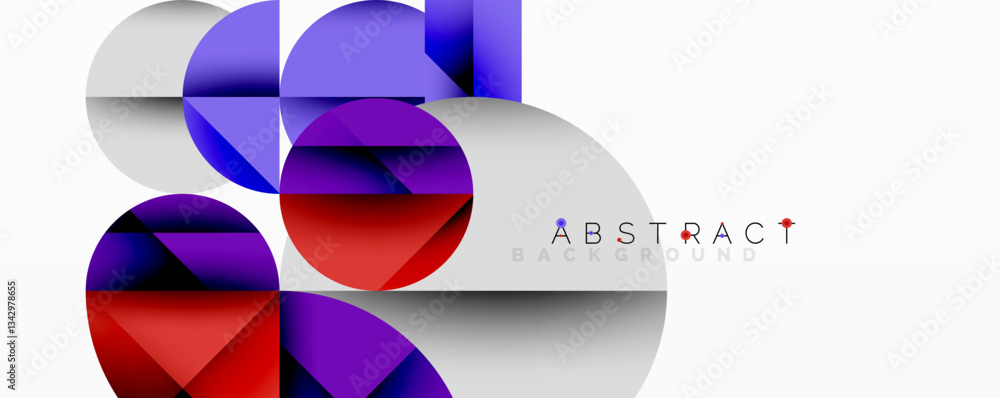 Aufkleber Modern abstract composition with layered circles and angular segments featuring gradients, transparency effects, and a structured geometric layout