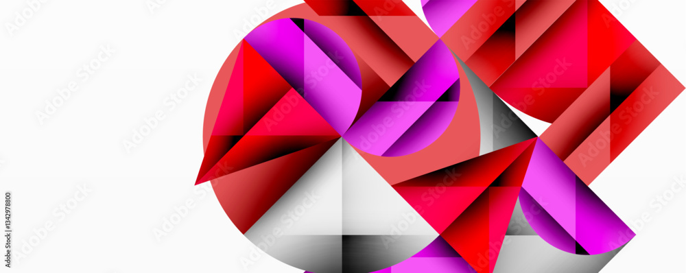Aufkleber Modern abstract composition with layered circles and angular segments featuring gradients, transparency effects, and a structured geometric layout