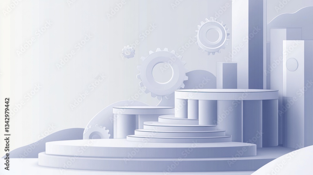 Poster abstract 3d product display platform, minimalist design