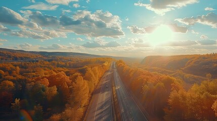 Dynamic perspective of a highway journey  capturing the essence of motion and travel from a car