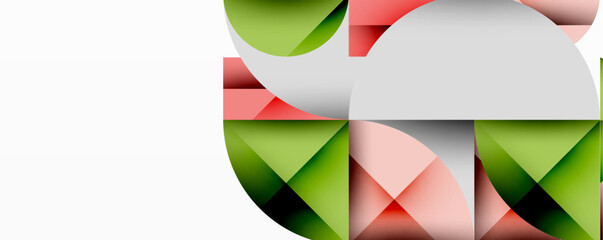 Obraz premium Modern abstract composition with layered circles and angular segments featuring gradients, transparency effects, and a structured geometric layout