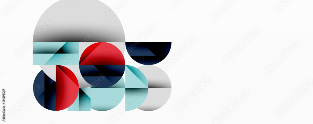 Poster abstract geometric artwork with overlapping circles and gradients, circle square triangle shapes bac