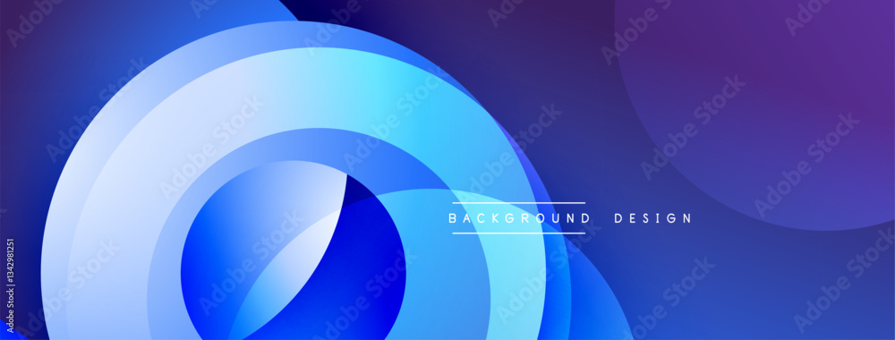 Poster Layered circular shapes in vivid colors form a gradient-rich abstract design with smooth transitions, depth effects, and a modern, futuristic aesthetic