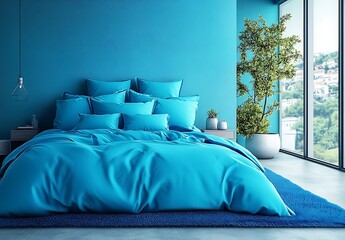 Modern Blue Bedroom Turquoise Bedding and Pillows
