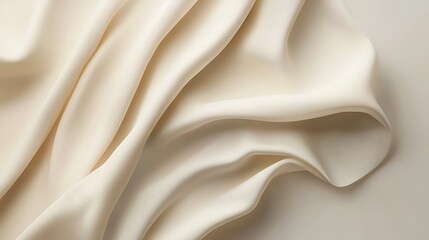 Fototapeta premium A close-up of soft, flowing cream-colored fabric, showcasing texture and elegance.
