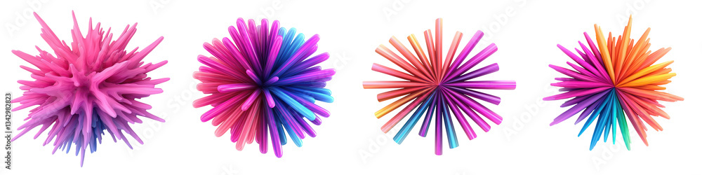 Poster vivid and intricate abstract flower like bursts in a range of vibrant bold colors create a striking 