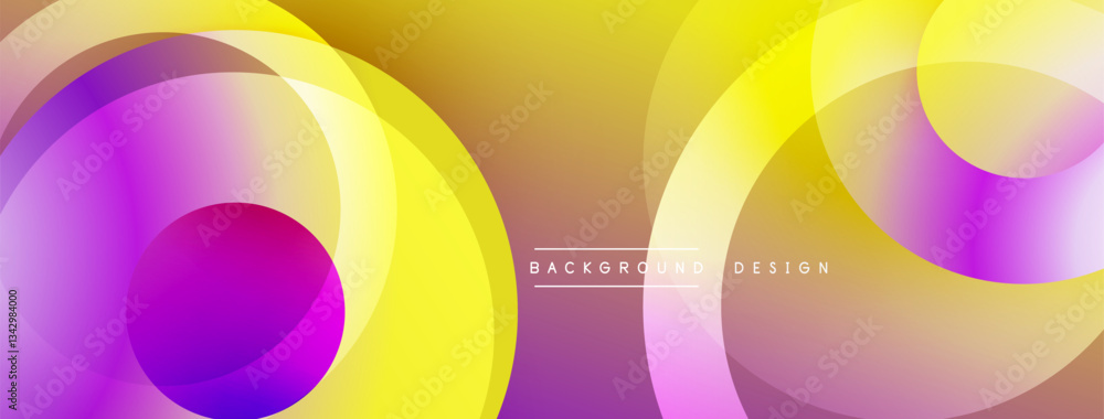 Poster Layered circular shapes in vivid colors form a gradient-rich abstract design with smooth transitions, depth effects, and a modern, futuristic aesthetic
