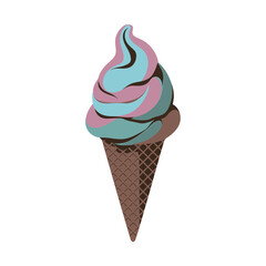Delightful pastel ice cream cone with a swirl of colors creating a simple, sweet treat illustration perfect for summer designs