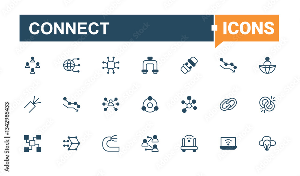 Poster connect modern icon set. contains such icons as cyberspace, line, technology and more. connection li