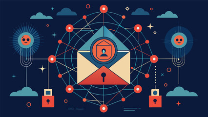 Fototapeta premium An imtrable web of encryption codes enveloping a cascade of sensitive information.. Vector illustration