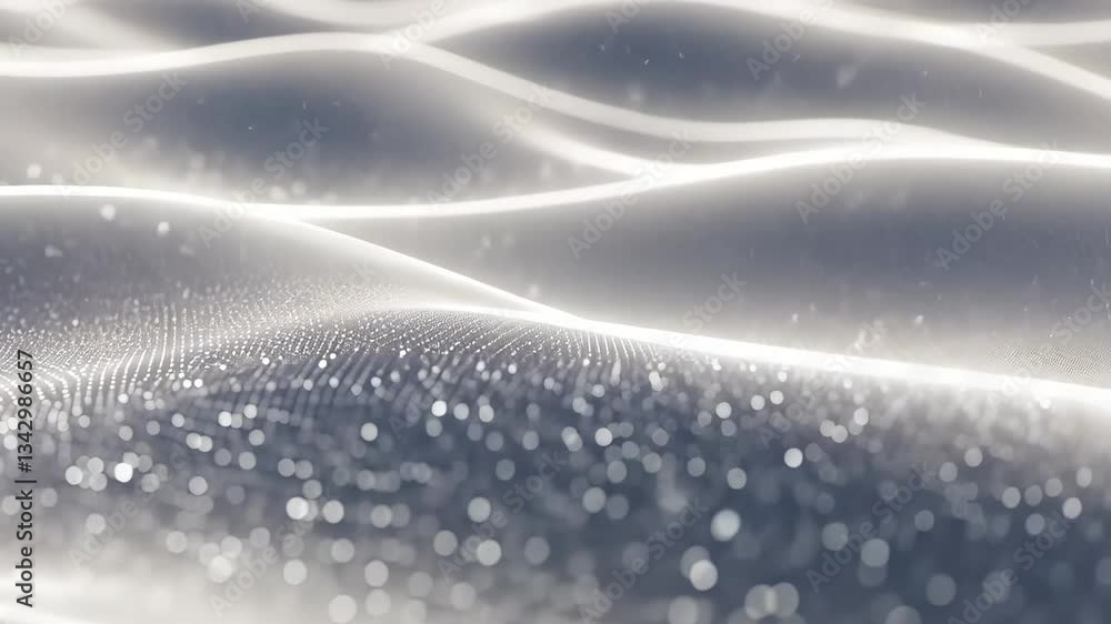 Aufkleber abstract shimmering surface with wavy lines and bokeh effect in shades of white and grey colors