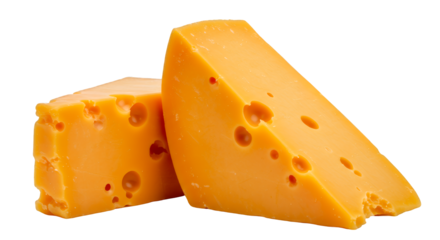 Vibrant Orange Cheddar Cheese Wedges Close Up Studio Shot