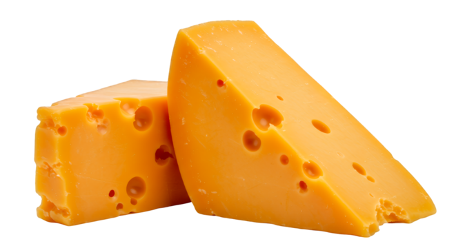 Vibrant Orange Cheddar Cheese Wedges Close Up Studio Shot