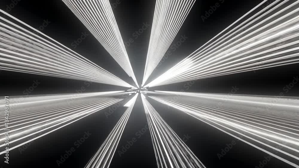 Aufkleber converging white lines on a black background creating a perspective illusion and light effect