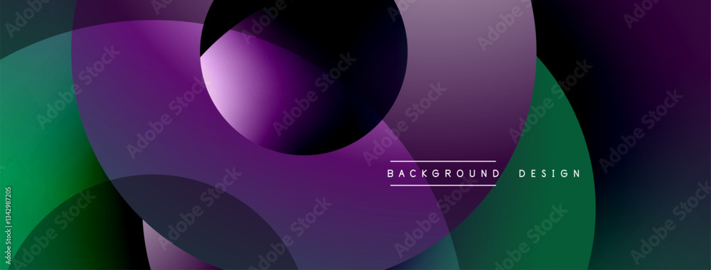 Poster Abstract composition with layered circular elements, blending gradients and soft transitions, creating a sense of depth, motion, and visual harmony