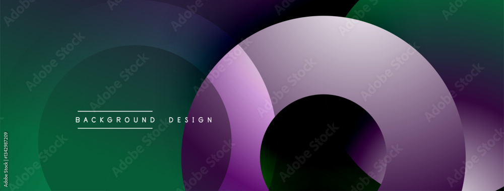 Poster Abstract composition with layered circular elements, blending gradients and soft transitions, creating a sense of depth, motion, and visual harmony