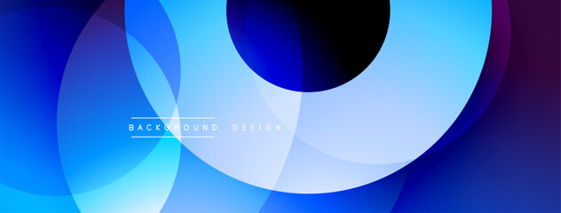 Layered circular shapes in vivid colors form a gradient-rich abstract design with smooth transitions, depth effects, and a modern, futuristic aesthetic