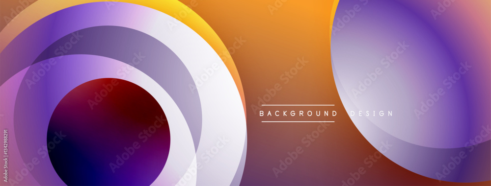 Poster Layered circular shapes in vivid colors form a gradient-rich abstract design with smooth transitions, depth effects, and a modern, futuristic aesthetic
