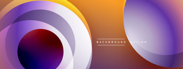 Layered circular shapes in vivid colors form a gradient-rich abstract design with smooth transitions, depth effects, and a modern, futuristic aesthetic