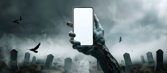 A decaying hand from beyond the grave offers a blank screen