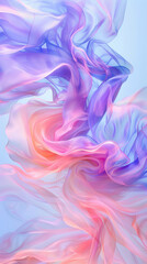 Abstract fusion of colorful silk veils in airy movement