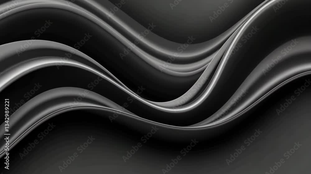 Poster abstract dark waves with subtle light reflections on a smooth surface flowing elegantly across