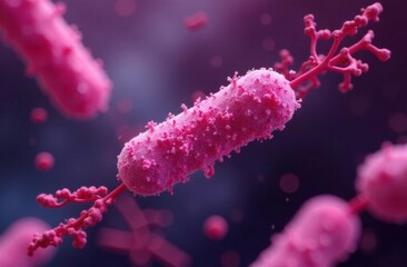Fototapeta premium Dangerous pathogenic bacteria Escherichia coli, colibacillus, pathogen of stomach infection, medical abstract background, concept, 3D rendering