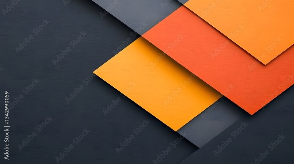 Poster geometric abstract composition featuring overlapping colored rectangular shapes