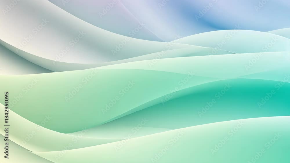 Aufkleber abstract background with flowing white curves on a gradient of blue and green colors design effect