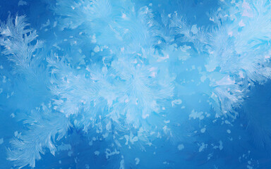 Frosty pattern on the window. Abstract winter background for design.