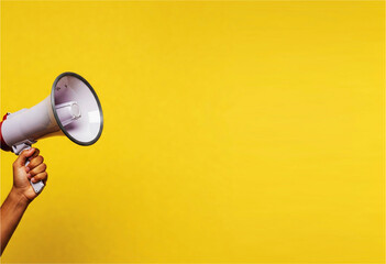 Megaphone making announcement. Business promotion, sale offer or marketing poster, banner or flyer. Blank for text copy space.