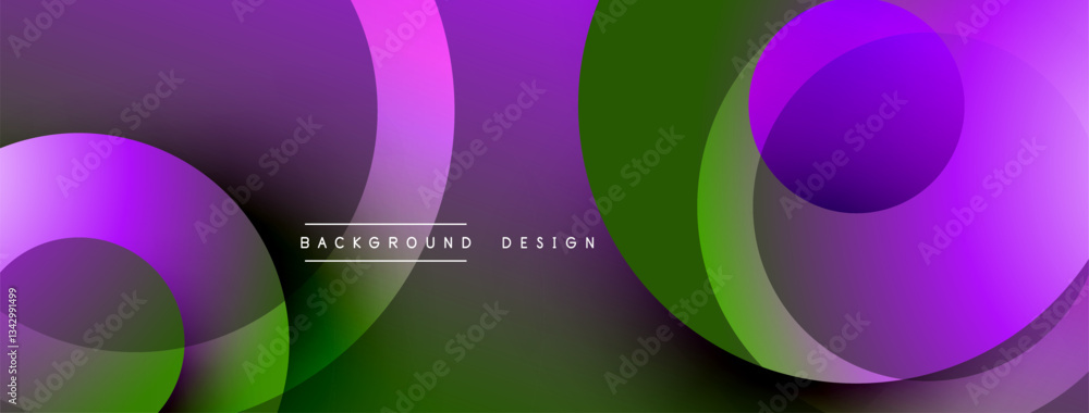 Poster Layered circular shapes in vivid colors form a gradient-rich abstract design with smooth transitions, depth effects, and a modern, futuristic aesthetic