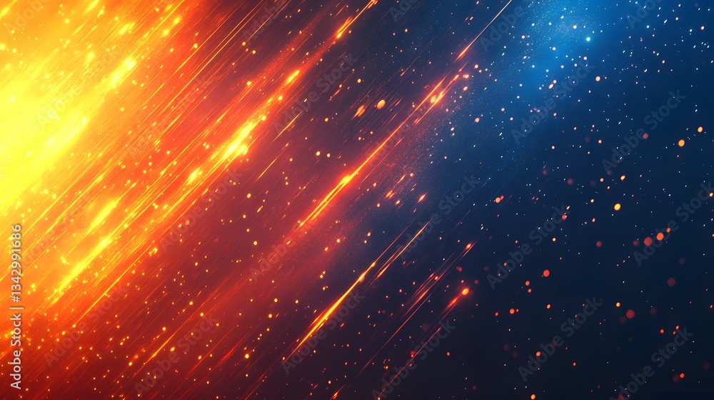 Poster abstract graphic showing lines and small sparkling particles of light