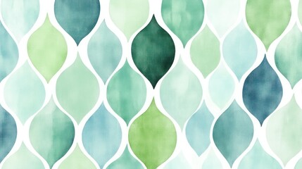Abstract Watercolor Teal and Green Pattern
