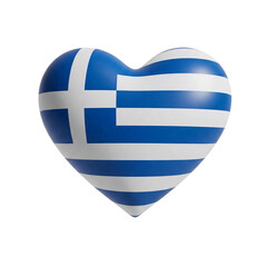 Greek flag heart isolated on transparent background 
