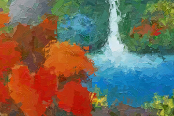 Various oil paintings, flowers, marine creatures, tigers, and beautiful scenery