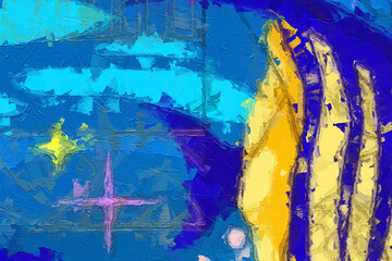 Various oil paintings, flowers, marine creatures, tigers, and beautiful scenery