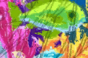 Various oil paintings, flowers, marine creatures, tigers, and beautiful scenery