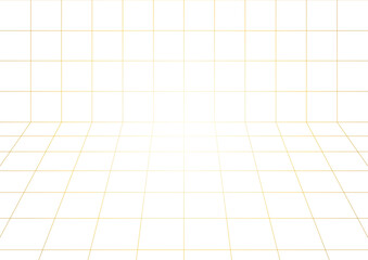  abstract 3d background, golden vector perspective grid lines creating a square pattern	