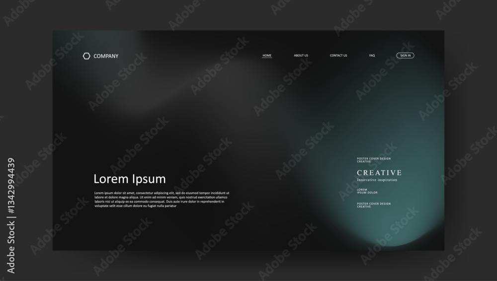 Poster abstract wave futuristic design of landing page. retro gradient mesh website design