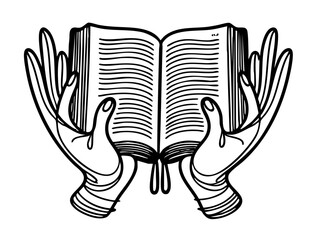 Obraz premium Hands Holding an Open Book on a Transparent Background - 