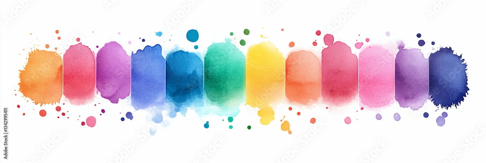 Poster vibrant watercolor rainbow color palette swatch samples for design projects artistic hand painted te
