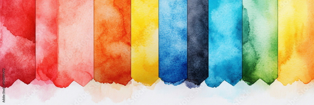Poster Vibrant Watercolor Stripes Background Texture Design Element for Web Banner and Print Design Projects Abstract Colorful Paint Splatter