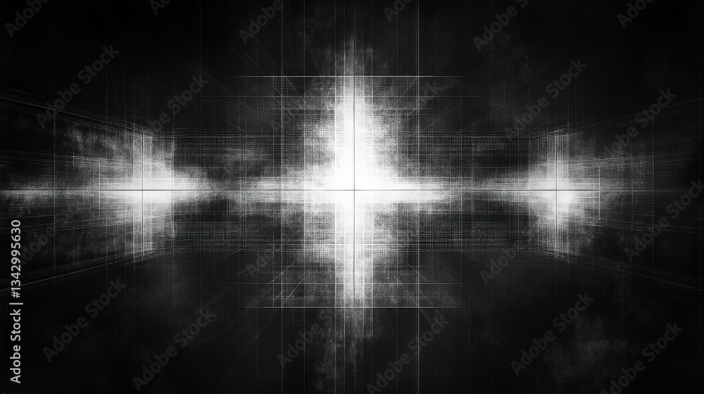 Poster futuristic abstract design with sleek monochrome patterns and symmetry
