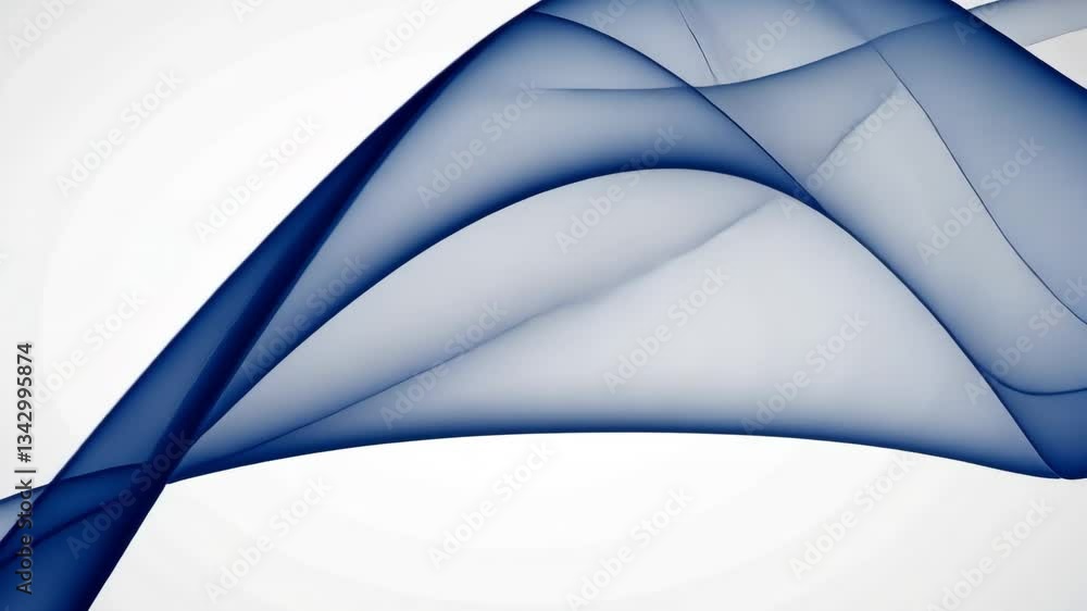 Poster abstract blue waves flowing diagonally across a white background with translucent curves design elem
