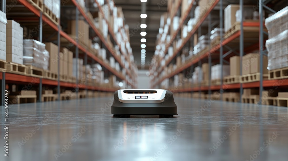 Poster a futuristic ai-powered supply chain model predicting demand, tracking shipments, and optimizing war