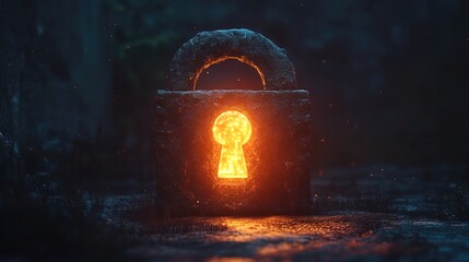 Obraz premium A glowing digital lock symbolizing cybersecurity 